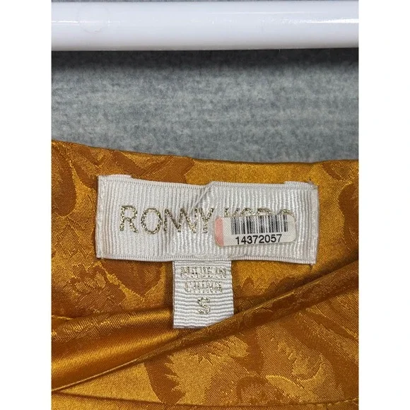 Ronny Kobo Gold Silk Blend Floral Damask Harem Pants S Marigold Yellow  Ankle - Picture 5 of 9